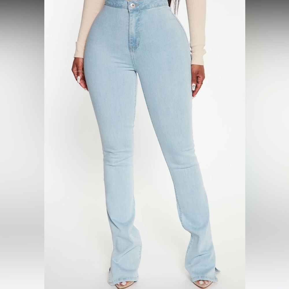 Side Slit Stretch Bootcut Jeans